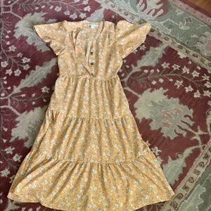 Forever 21 Yellow Floral Midi Dress